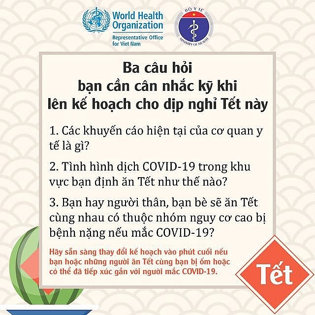WHO, Bộ Y tế khuyến cáo cách đón Tết an toàn trong mùa dịch