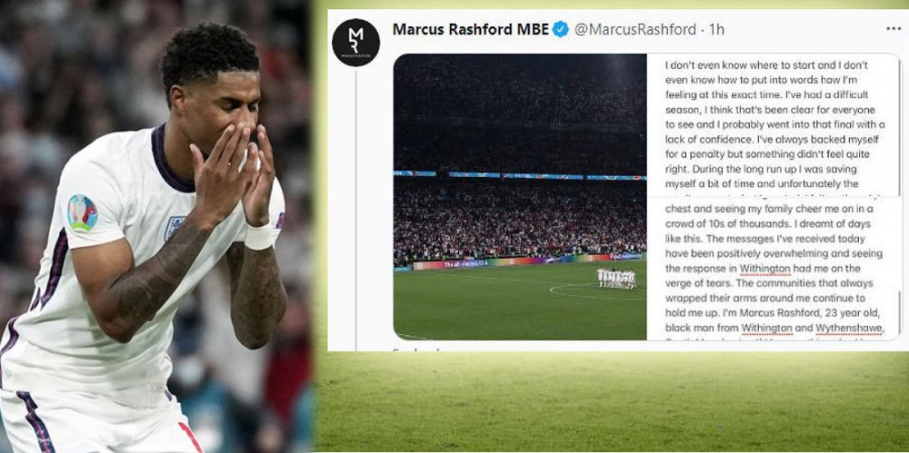 Đá hỏng 11 mét ở chung kết EURO 2021, Rashford viết tâm thư 'đọc muốn khóc' Đá hỏng 11 mét ở chung kết EURO 2021, Rashford viết tâm thư 'đọc muốn khóc'