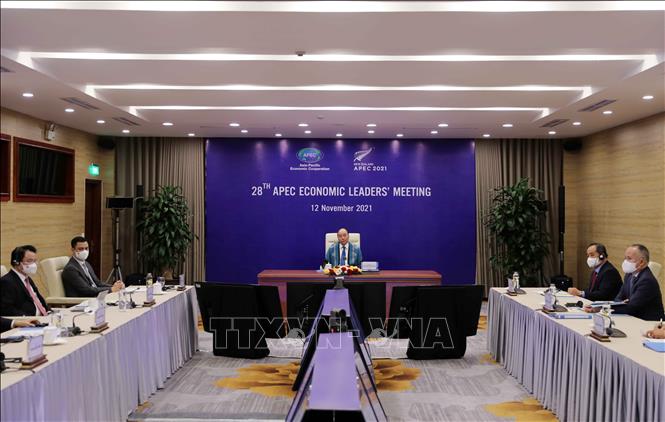 Chủ tịch nước Nguyễn Xuân Phúc: APEC cần tiếp tục là động lực tăng trưởng kinh tế toàn cầu Chú thích ảnh