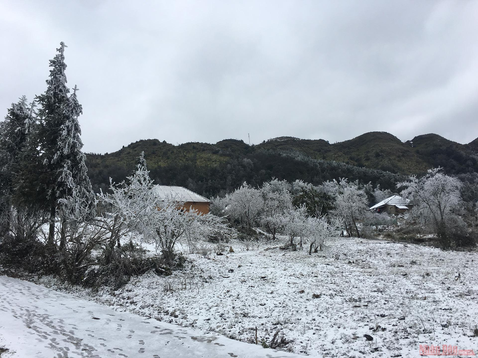 Northern Vietnam mountains engulfed in white snow Northern Vietnam mountains engulfed in white snow