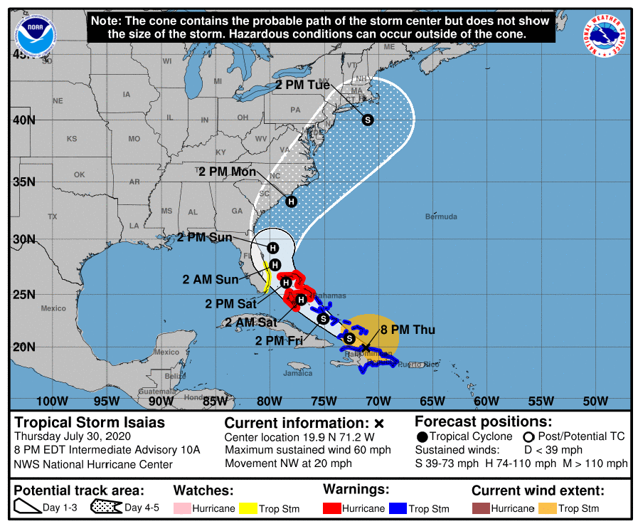 us and canada weather forecast july 31 tropical storm isaias forecast to become hurricane