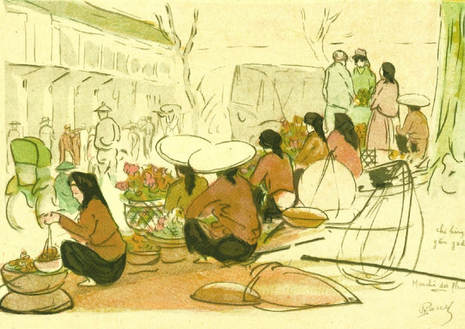 Street vendors in Hanoi in the old days Street vendors in Hanoi in the old days