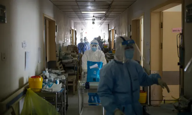 A makeshift Intensive care unit in February 2020 at the Red Cross hospital in Wuhan where many patients were in critical condition. Photograph: Gerry Yin/The Guardian 4738 5461