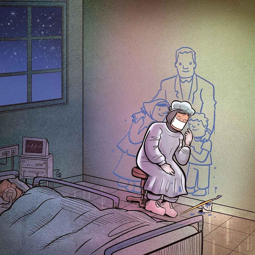 Illustrations by Iranian artist show the harsh reality of doctors during coronavirus outbreak illustrations by iranian artist show the harsh reality of doctors during coronavirus outbreak