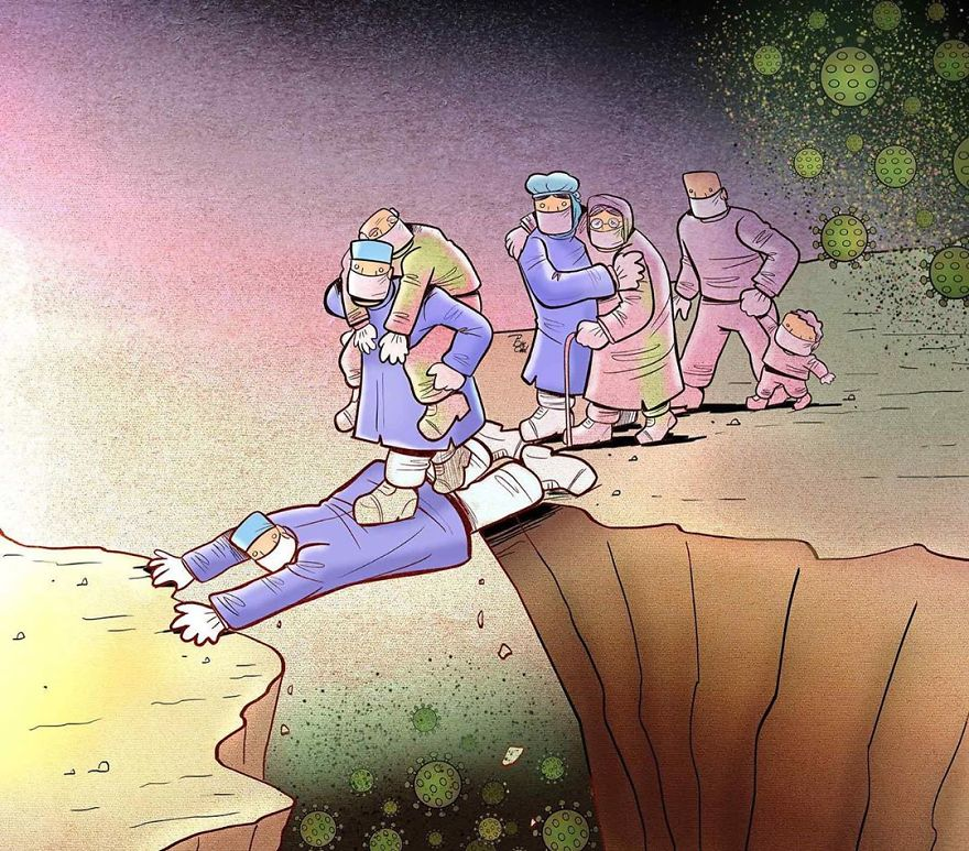 Illustrations by Iranian artist show the harsh reality of doctors during coronavirus outbreak illustrations by iranian artist show the harsh reality of doctors during coronavirus outbreak