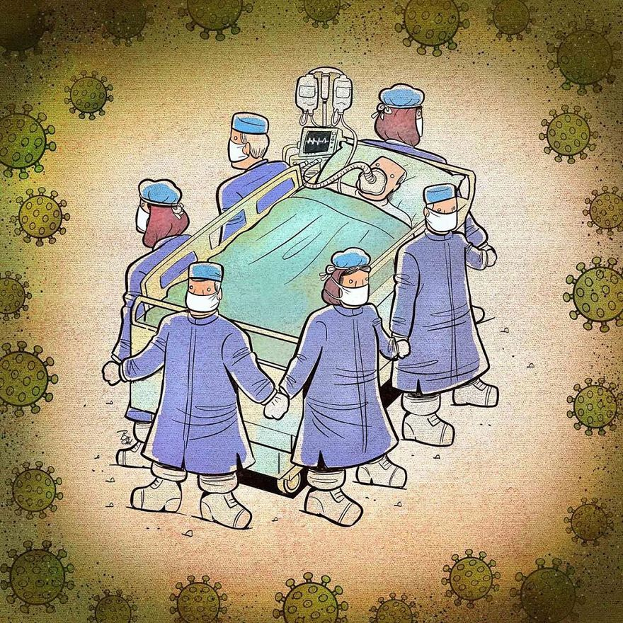 Illustrations by Iranian artist show the harsh reality of doctors during coronavirus outbreak illustrations by iranian artist show the harsh reality of doctors during coronavirus outbreak