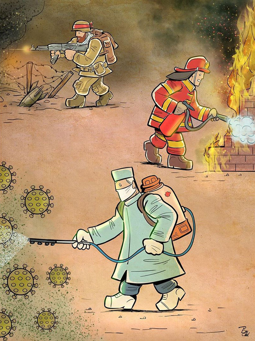 Illustrations by Iranian artist show the harsh reality of doctors during coronavirus outbreak illustrations by iranian artist show the harsh reality of doctors during coronavirus outbreak