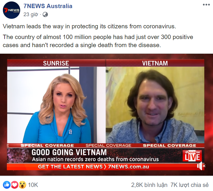7NEWS Australia runs 5-minute-news praising Vietnam's efforts on COVID-19 combat 7news australia vietnam wins over coronavirus by sense of community