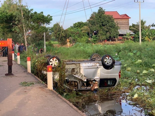 Six Vietnamese killed in traffic accident in Cambodia hình ảnh 1 The traffic accident scene (Source: Fresh News)
