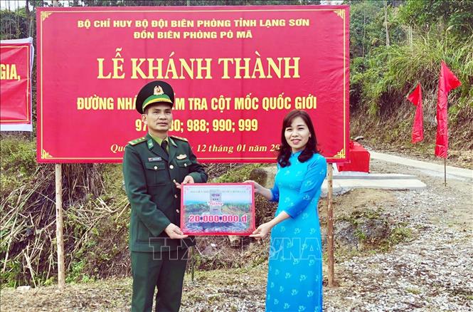 Đồn Biên phòng Pò Mã khánh thành đường nhánh lên cột mốc quốc giới Chú thích ảnh