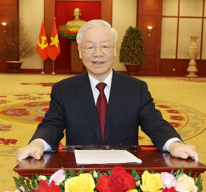 Lời chúc Tết của Tổng Bí thư Nguyễn Phú Trọng nhân dịp Xuân Quý Mão 2023 Chú thích ảnh