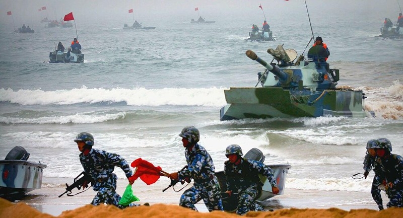 Một cuộc tập trận đổ bộ tấn công của Trung Quốc. Ảnh: AFP / XINHUA Một cuộc tập trận đổ bộ tấn công của Trung Quốc. Ảnh: AFP / XINHUA