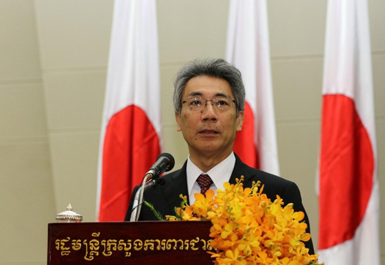 Thứ trưởng Quốc phòng Nhật Bản Nishida Yasunori phát biểu tại một sự kiện ở Campuchia tháng 7/2019. Ảnh: Information.gov.kh. 5355 2