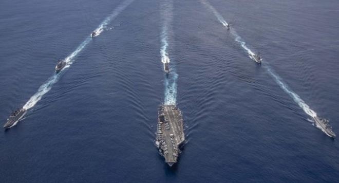 Nhóm tàu chiến Mỹ do tàu sân bay USS Nimitz dẫn đầu sẽ tập trận với Hải quân Ấn Độ. (Ảnh: US Navy) 0900 my 1