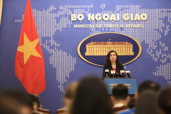 Người phát ngôn Lê Thị Thu Hằng trong một cuộc họp báo của Bộ Ngoại giao Việt Nam - Ảnh tư liệu TTO Người phát ngôn Lê Thị Thu Hằng trong một cuộc họp báo của Bộ Ngoại giao Việt Nam - Ảnh tư liệu TTO