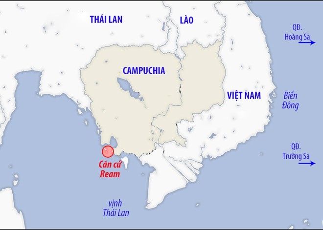 Vị trí căn cứ hải quân Ream ĐỒ HỌA: TL 0544 location new ouid