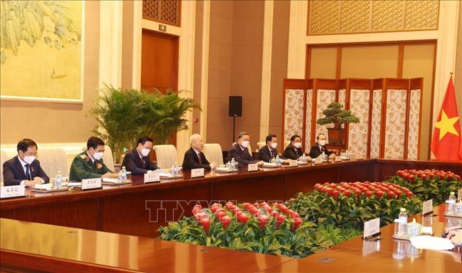 Tổng Bí thư Nguyễn Phú Trọng hội kiến Thủ tướng Trung Quốc Lý Khắc Cường Chú thích ảnh