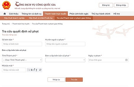 Hướng dẫn cách nộp phạt vi phạm giao thông qua mạng huong dan cach nop phat vi pham giao thong qua mang