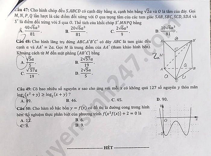 5732 de thi tot nghiep thpt mon toan 2020 ma 111 5 result 1