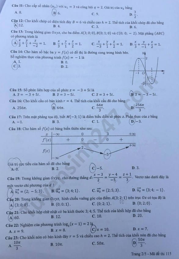 undefined 2715 de thi tot nghiep thpt mon toan 2020 ma 115 2 result