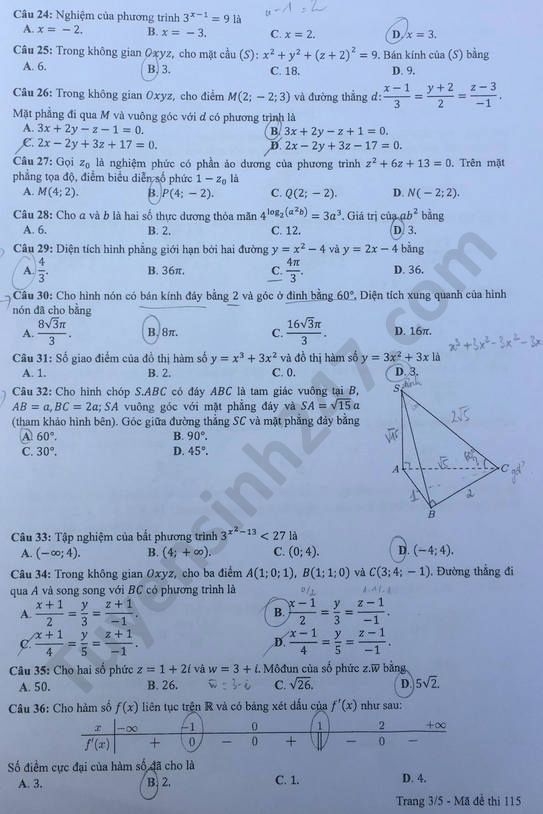 undefined 2723 de thi tot nghiep thpt mon toan 2020 ma 115 3 result