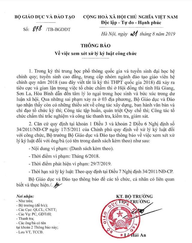 13 cán bộ, lãnh đạo bị xem xét kỷ luật, Bộ GDĐT nói gì? 13 cán bộ, lãnh đạo bị xem xét kỷ luật, Bộ GDĐT nói gì?