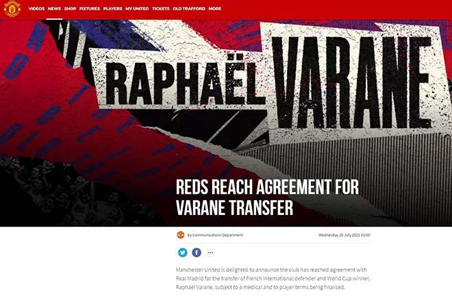 Sau Sancho, Manchester United tiếp tục chiêu mộ thành công “bom tấn” Raphael Varane Sau Sancho, Manchester United tiếp tục chiêu mộ thành công “bom tấn” Raphael Varane