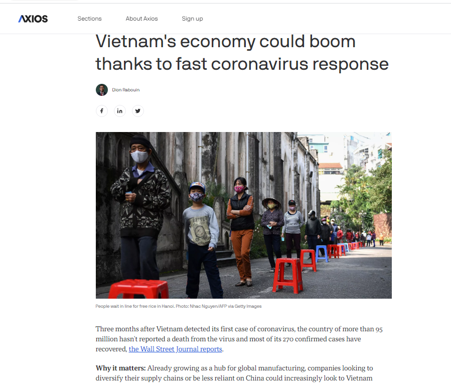 WSJ outlet: Vietnam among of the countries conquer Coronavirus curve american news outlet names vietnam one of the countries squashing coronavirus curve
