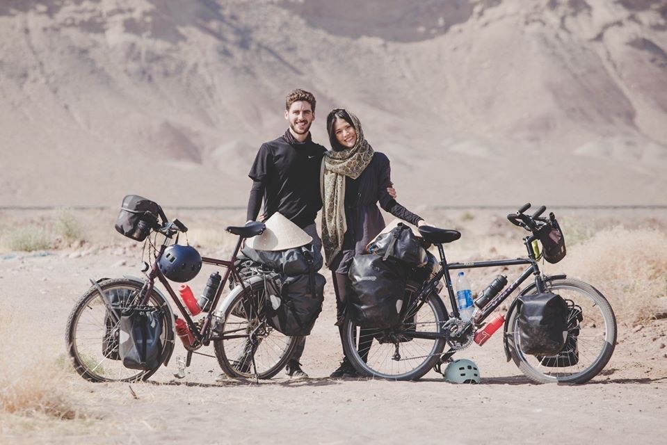 Honey moon cycling tour to 18 countries for fundraising spreads love message newly wedded couple cycles pass 18 countries to raise fund