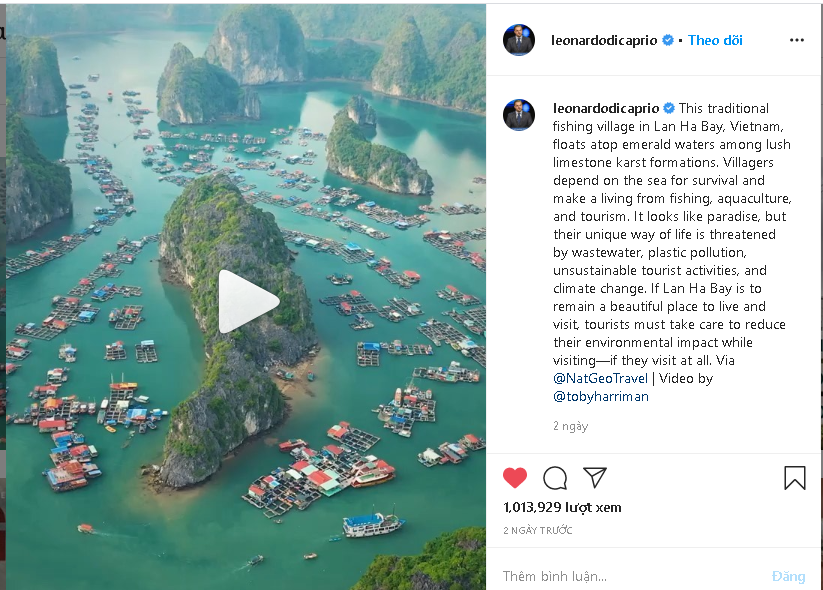 Leonardo DiCaprio calls for protection of Vietnam’s Lan Ha Bay leonardo dicaprio calls for protection of vietnams lan ha bay