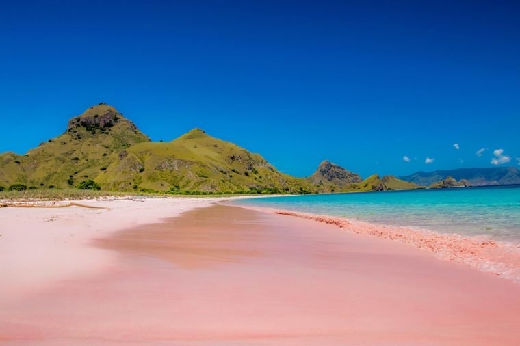 Peachy pink sand beach, a sense of romance during hot summer days Peachy pink sand beach, a sense of romance during hot summer days
