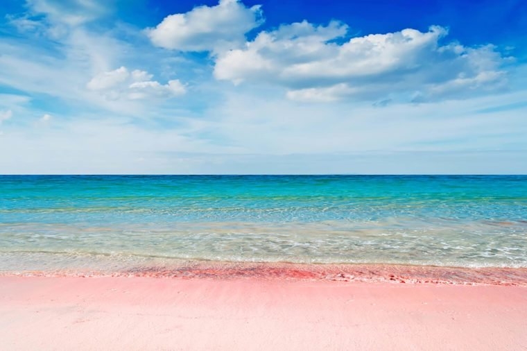 Peachy pink sand beach, a sense of romance during hot summer days Peachy pink sand beach, a sense of romance during hot summer days