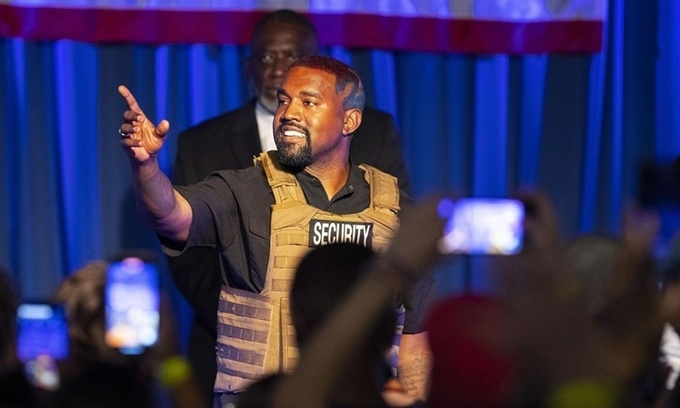 undefined Rapper Kanye West delivered a lengthy monologue Sunday touching on topics from abortion and religion to international trade and licensing deals