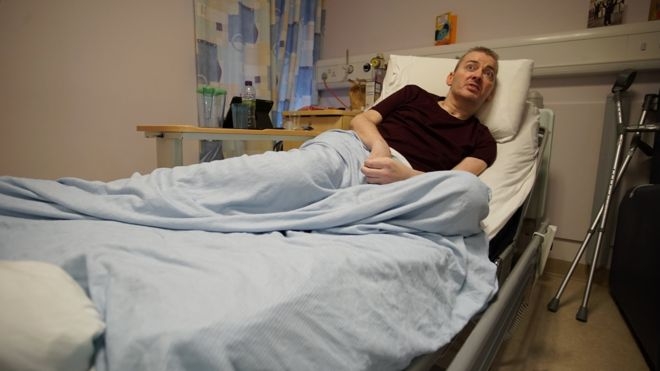 undefined Stephen Cameron is recovering in the University Hospital Wishaw near Glasgow