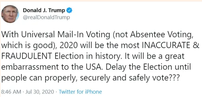 undefined Trump's tweet on July 30