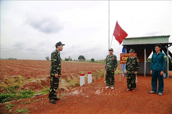 undefined Border guards in Tay Ninh Province on duty for COVID-19 prevention and control.