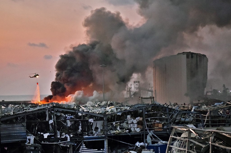 Deadend aftermath of the massive Beirut explosion