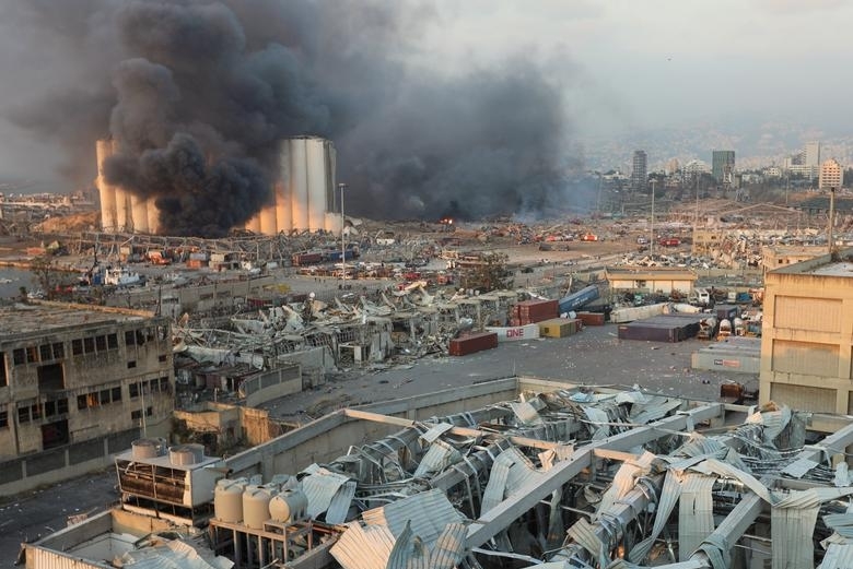 Deadend aftermath of the massive Beirut explosion