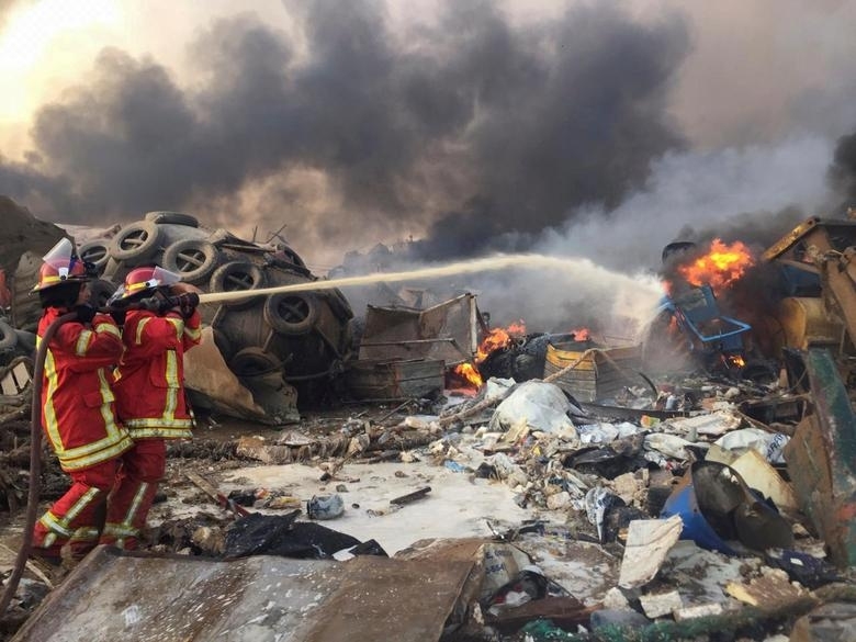 Deadend aftermath of the massive Beirut explosion