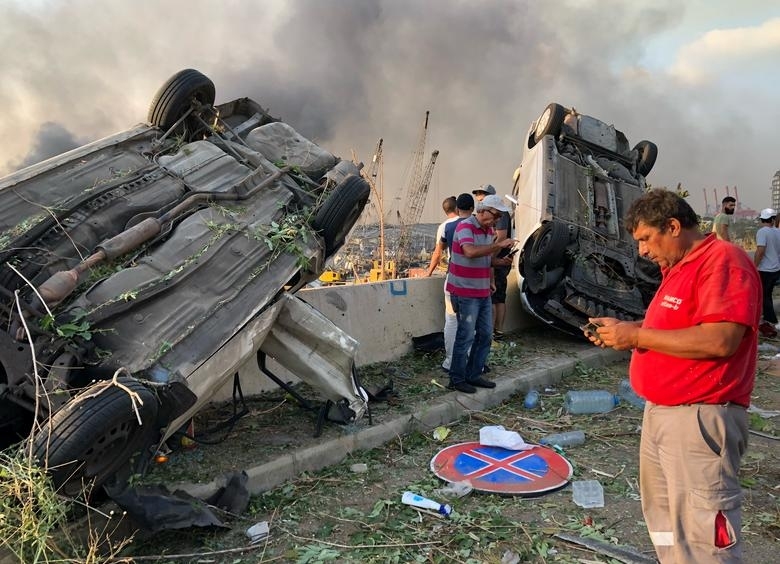 Deadend aftermath of the massive Beirut explosion