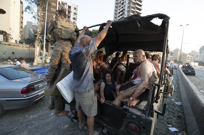 Deadend aftermath of the massive Beirut explosion