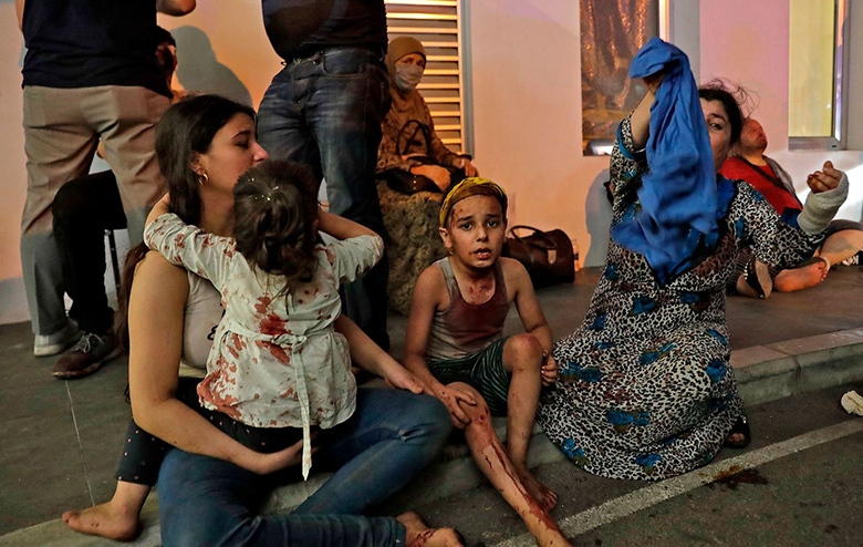 Deadend aftermath of the massive Beirut explosion
