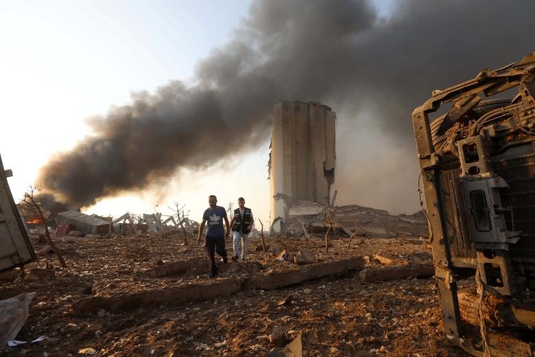 Deadend aftermath of the massive Beirut explosion