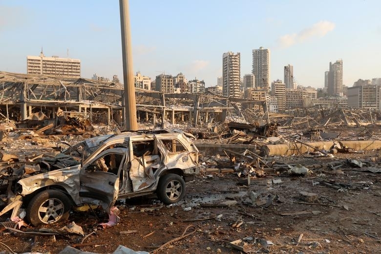 Deadend aftermath of the massive Beirut explosion