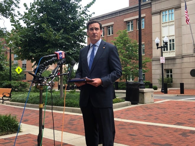 undefined US attorney for the Eastern District of Virginia on Aug. 5 outside the federal courthouse in Alexandria, Virginia.