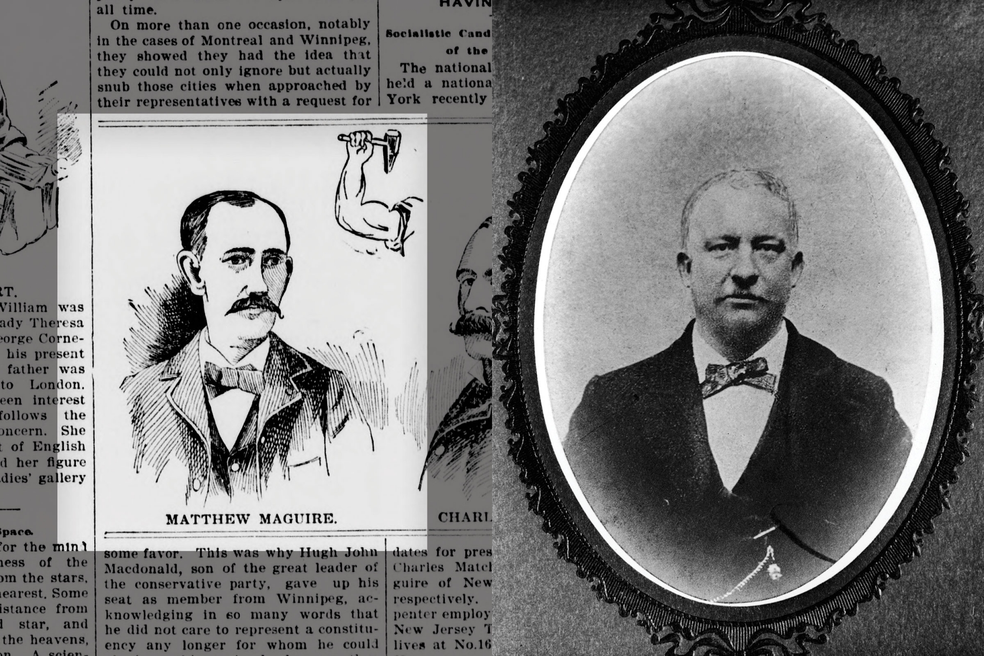 undefined An illustration of Matthew Maguire in the Sept. 24, 1896, issue of the Lewiston Teller; Portrait of Peter J. McGuire