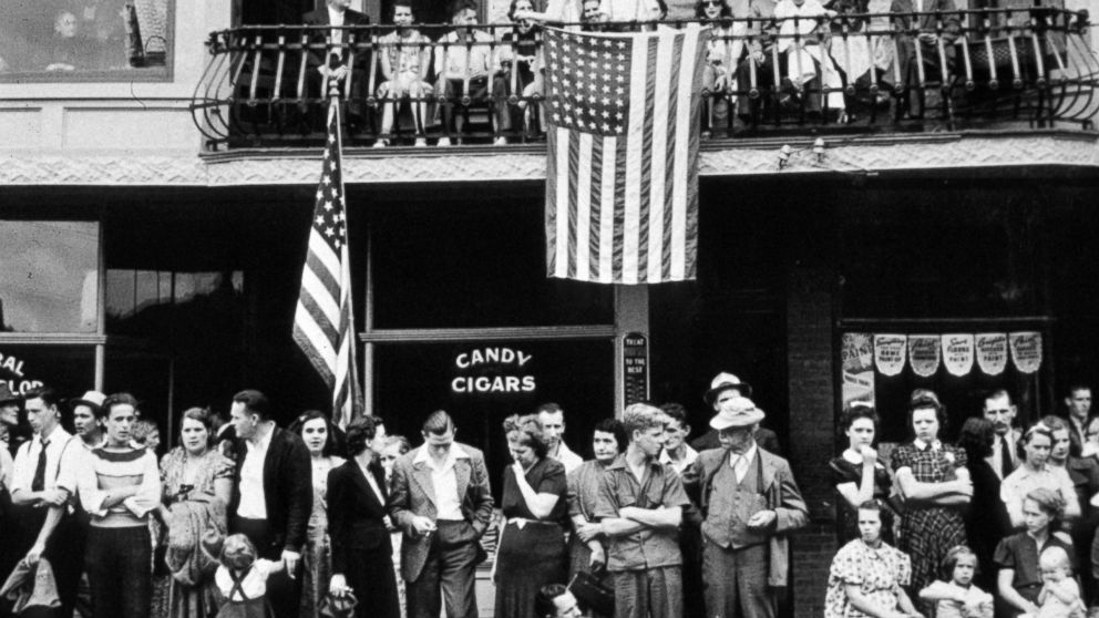 undefined Spectators look on at a Labor Day parade, Sept. 1, 1940, in Du Bois, Penn