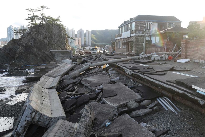 undefined Typhoon Haishen moved north to the Korean Peninsula after battering islands in southern Japan