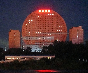 north koreas sun rising building blocking views of china completed