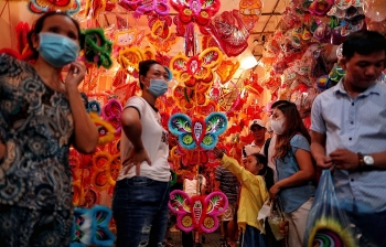 lantern street in saigon jam packed with holiday goers